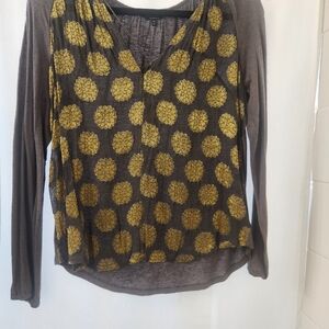 Handpainted Gold Floral Top by Lucky